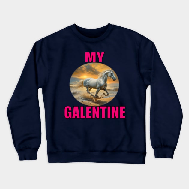 My galentine white horse Crewneck Sweatshirt by sailorsam1805